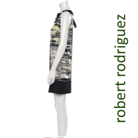 Robert Rodriguez Silk Jewel Embellished Color Block Shift Dress - Picture 3 of 5